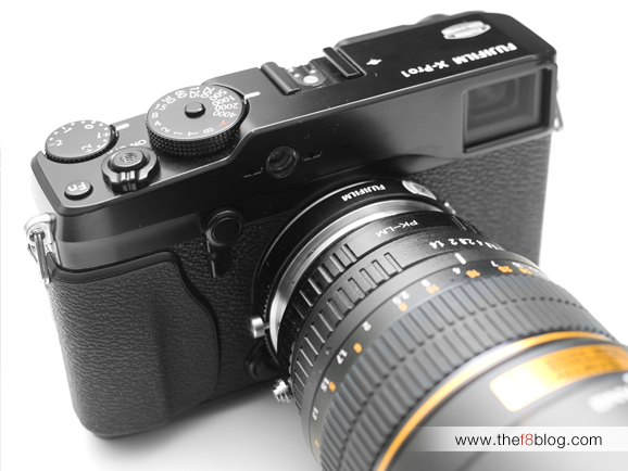 fuji xpro m mount 11 side view of the fuji xpro with samyang 85 and offcial m mount adapter
